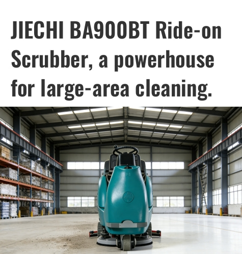A lavadora de pisos autopropelida JIECHI BA900BT é uma máquina potente para limpeza de grandes áreas, sendo a melhor opção para limpeza profunda inicial.