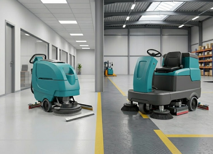 Lavadora de pisos manual versus lavadora de pisos com operador a bordo: qual é a ideal para sua empresa?